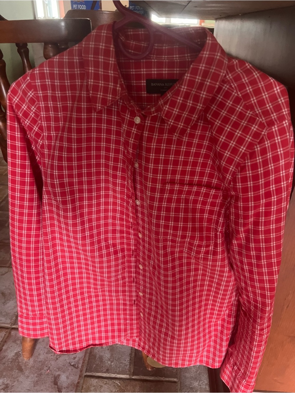 Banana Republic Red Plaid Button-Down Shirt